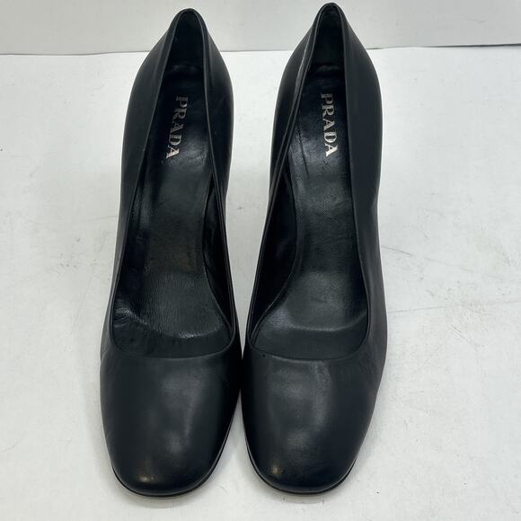 Vintage Prada Leather Pumps Made In Italy Black Women's High Heels Sz (41EUR) - Picture 3 of 9